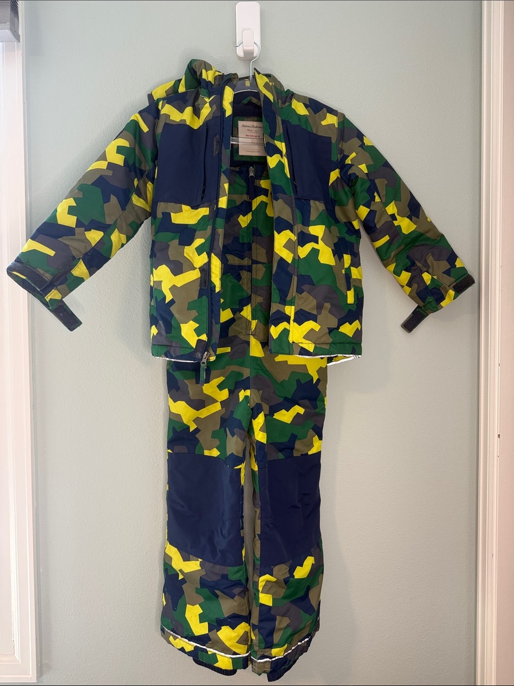 Hanna Andersson Boys SkinSuit, Camo Winter Snow Jacket & Bib Pants